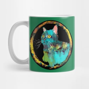 What do you mean? Artsy Blue Cat Mug